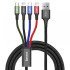 CA1T4-A01 Charging cable Baseus Fast, 4in1, Micro USB, 2xLightning, Type-C, 1.2m, Black