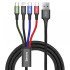 Charging cable Baseus Fast, 4in1, Micro USB, Lightning, 2xType-C, 1.2m, Black
