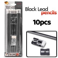 Σετ Μολύβια+Σβήστρα+Ξύστρα (14 Τμχ.) Μαύρα