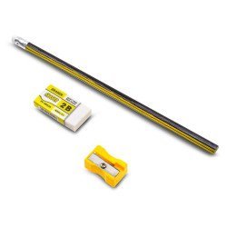 Σετ Μολύβια+Σβήστρα+Ξύστρα (14 Τμχ.) Κίτρινα