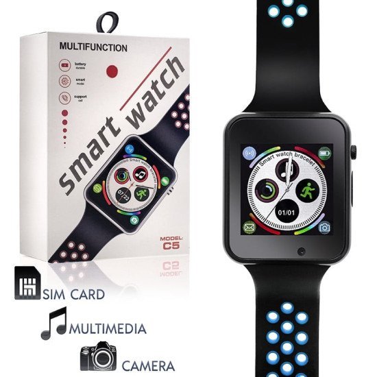 Smartwatch C5 Μπλε Με Κάρτα Sim Smartwatch C5 Μπλε Με Κάρτα Sim