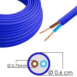 Καλώδιο Υφασμάτινο Διακοσμητικό 2X0.75Mm Μπλε (Τιμή Ανά Μέτρο)
