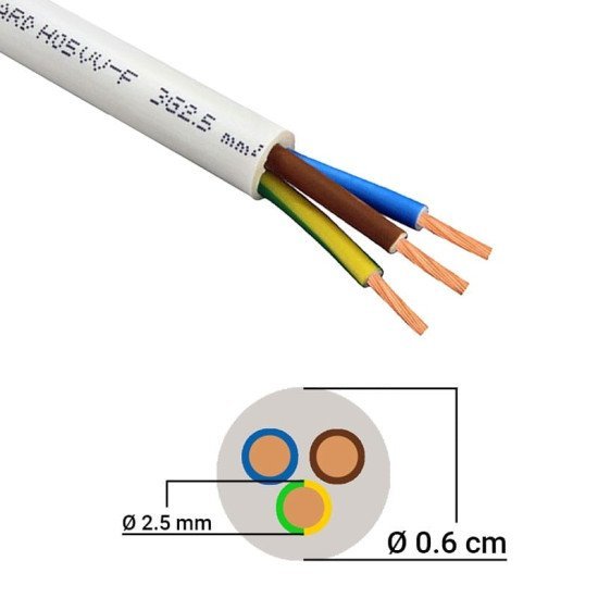 Καλώδιο 3X2.5Mm Λευκό  (Τιμή Ανά Μέτρο)