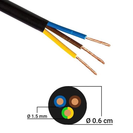 Καλώδιο 3X1.5Mm Μαύρο (Τιμή Ανά Μέτρο)