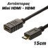 Αντάπτορας Mini Hdmi To Hdmi 15Cm Μαύρο