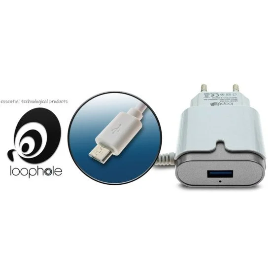 Loophole Ac Adapter Micro-B Silver Loophole Ac Adapter Micro-B Silver