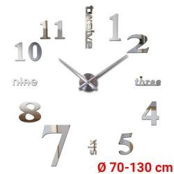 Diy 3d ρολόι τοίχου (ø 70-130 cm) ασημένιο Diy 3d ρολόι τοίχου (ø 70-130 cm) ασημένιο