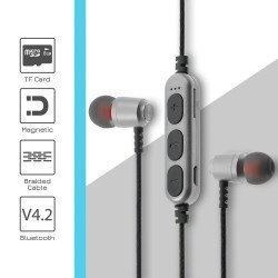 Magnetic Metal Headset Bt V4.2 Ms-T15 Silver