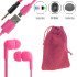 Stereo hi-fi earphones pink+ θήκη πουγκί+ usb to micro