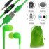 Stereo hi-fi handsfree green+ θήκη πουγκί+ usb to micro