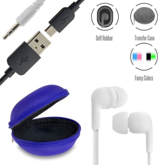 Stereo hi-fi earphones white+ θήκη + usb to micro Stereo hi-fi earphones white+ θήκη + usb to micro