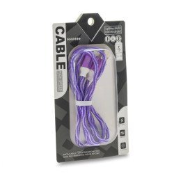 Πλεκτό Καλώδιο Φόρτισης - Δεδομένων Micro Usb Purple 1M Πλεκτό Καλώδιο Φόρτισης - Δεδομένων Micro Usb Purple 1M
