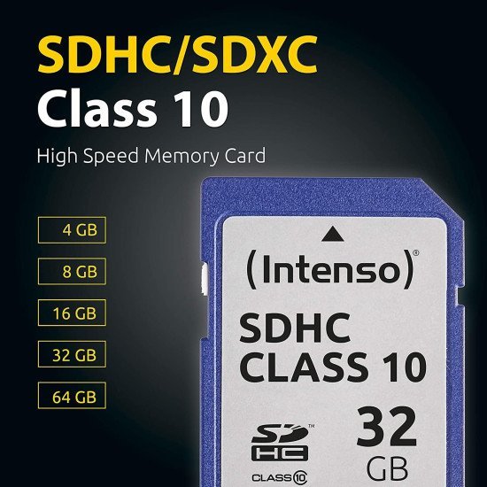 Intenso Κάρτα Μνήμης Sdhc 32 Gb  Class 10 Μπλε