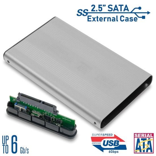 External case hdd 2.5'' sata usb 3 silver External case hdd 2.5'' sata usb 3 silver