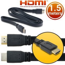 Hdmi Καλώδιο Πλακέ Μαύρο 1,5M
