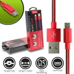 Muju Πλεκτό Καλώδιο Φόρτισης - Δεδομένων Micro Usb Red 1M