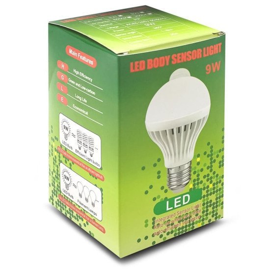 Λάμπα Led E27 9W Με Ανιχνευτή Κίνησης 360°