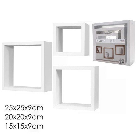 Σετ 3 ράφια τοίχου κύβος λευκό Σετ 3 ράφια τοίχου κύβος λευκό