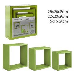 Σετ 3 ράφια τοίχου κύβος πράσινο