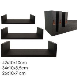 Σετ 3 ράφια τοίχου μαύρο