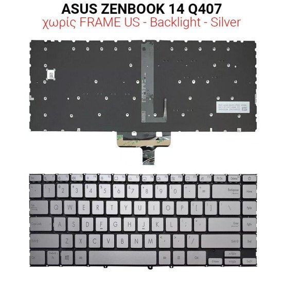 Πληκτρολόγιο Asus Zenbook 14 Q407 No Frame Us + Backlight Πληκτρολόγιο Asus Zenbook 14 Q407 No Frame Us + Backlight