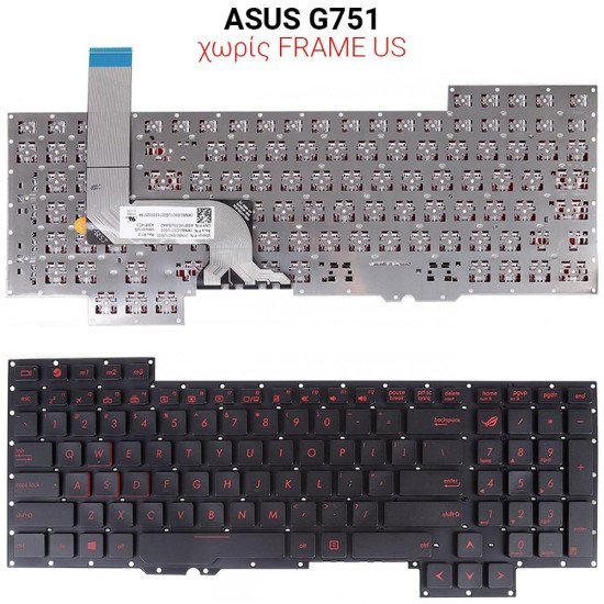 Πληκτρολόγιο Asus G751 No Frame Us Πληκτρολόγιο Asus G751 No Frame Us