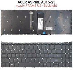 Πληκτρολόγιο Acer Aspire A315-23 No Frame Us + Backlight Πληκτρολόγιο Acer Aspire A315-23 No Frame Us + Backlight