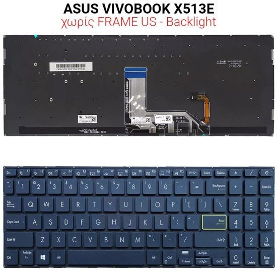 Πληκτρολόγιο Asus Vivobook X513E No Frame Us + Backlight