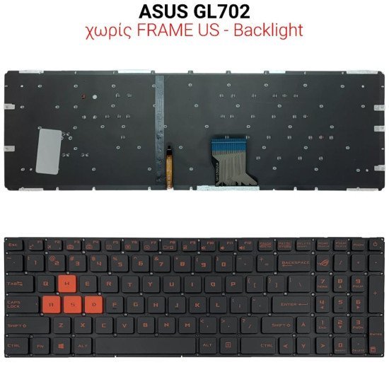 Πληκτρολόγιο Asus Gl702 No Frame Us + Backlight Πληκτρολόγιο Asus Gl702 No Frame Us + Backlight