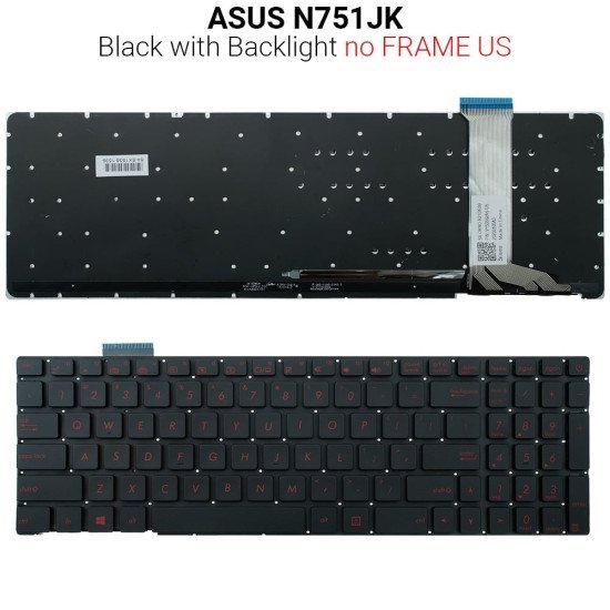Πληκτρολόγιο Asus N751Jk Backlit No Frame Us Πληκτρολόγιο Asus N751Jk Backlit No Frame Us