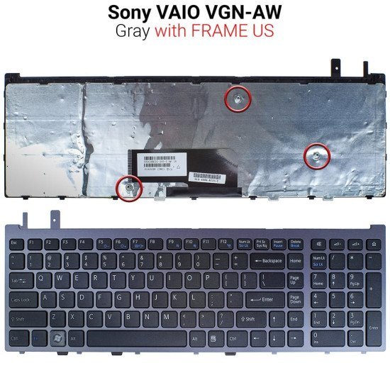 Πληκτρολόγιο Sony Vaio Vgn-Aw Gray Frame Us Πληκτρολόγιο Sony Vaio Vgn-Aw Gray Frame Us