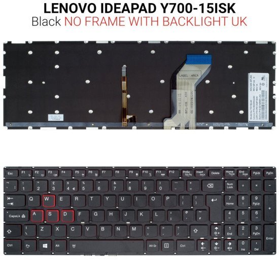 Πληκτρολόγιο Lenovo Y700-15Isk No Frame Led Uk Πληκτρολόγιο Lenovo Y700-15Isk No Frame Led Uk