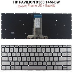 Πληκτρολόγιο Hp Pavilion 14-Bf No Frames Us + Backlit Silver Πληκτρολόγιο Hp Pavilion 14-Bf No Frames Us + Backlit Silver
