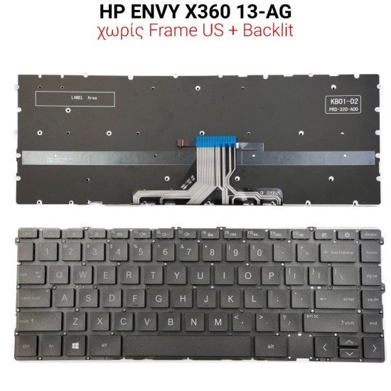 Πληκτρολόγιο Hp Envy X360 13-Ag No Frame Us + Backlit