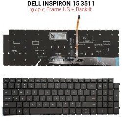 Πληκτρολόγιο Dell Inspiron 15 3511 No Frame Us + Backlit Πληκτρολόγιο Dell Inspiron 15 3511 No Frame Us + Backlit