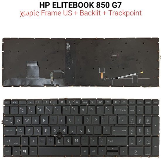 Πληκτρολόγιο Hp Elitebook 850 G7 No Frame Us + Trackpoint + Backlit