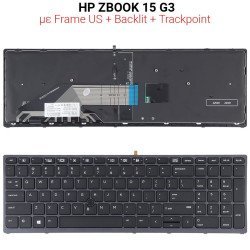 Πληκτρολόγιο Hp Zbook 15 G3 With Frame Us + Backlit + Trackpoint