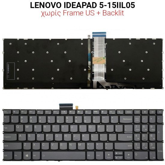 Πληκτρολόγιο Lenovo Ideapad 5-15Iil05 No Frame Us + Backlit Πληκτρολόγιο Lenovo Ideapad 5-15Iil05 No Frame Us + Backlit