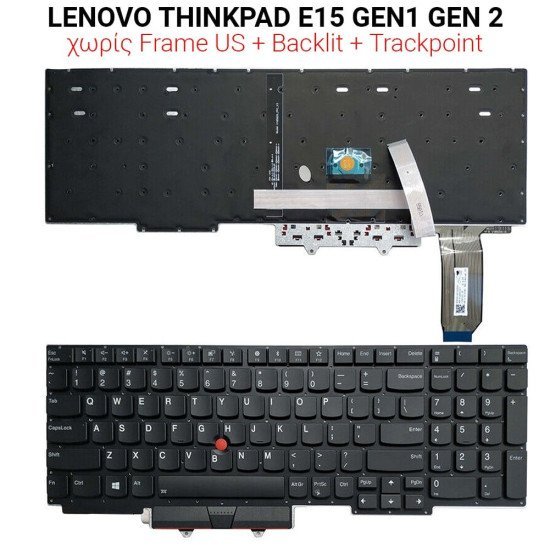 Πληκτρολόγιο Lenovo Thinkpad E15 Gen1 Gen 2 + Backlit + Trackpoint Πληκτρολόγιο Lenovo Thinkpad E15 Gen1 Gen 2 + Backlit + Trackpoint