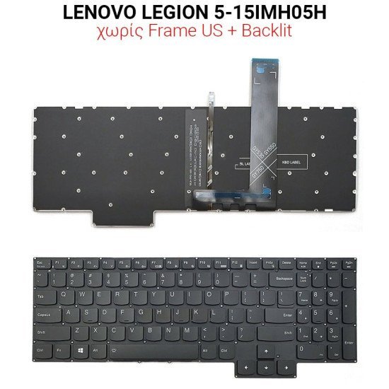 Πληκτρολόγιο Lenovo Legion 5-15Imh05H No Frame Us + Backlit Πληκτρολόγιο Lenovo Legion 5-15Imh05H No Frame Us + Backlit