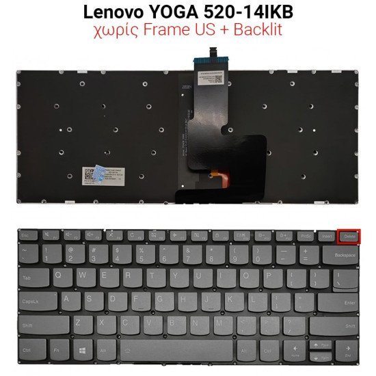 Πληκτρολόγιο Lenovo Yoga 520-14 520-14Ikb Us + Backlit