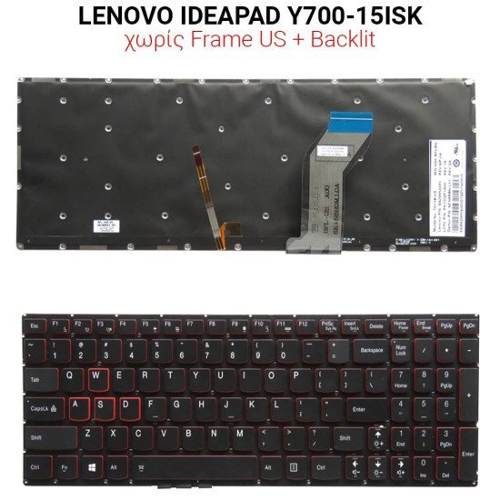 Πληκτρολόγιο Lenovo Ideapad Y700-15Isk No Frame Us + Backlit Πληκτρολόγιο Lenovo Ideapad Y700-15Isk No Frame Us + Backlit