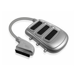 POWERTECH SCART Πολύπριζο με διακόπτη, x3, Ασημί