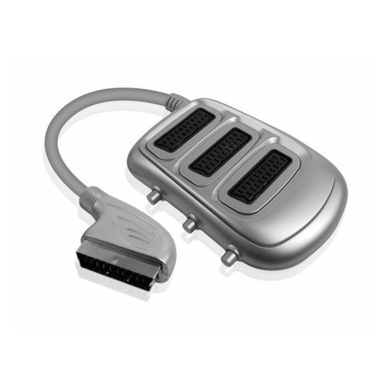 POWERTECH SCART Πολύπριζο με διακόπτη, x3, Ασημί POWERTECH SCART Πολύπριζο με διακόπτη, x3, Ασημί