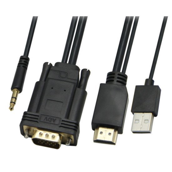 Powertech Καλώδιο Hdmi & Usb Σε Vga & 3.5Mm Cab-H111, 1080P, 5M, Μαύρο Powertech Καλώδιο Hdmi & Usb Σε Vga & 3.5Mm Cab-H111, 1080P, 5M, Μαύρο