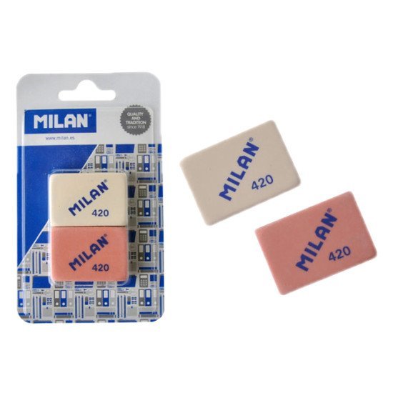 Milan Γόμα 420 Bmm10304Mp, Παραλληλόγραμη 42 X 28 X 11Mm, Σετ 2Τμχ