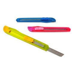 Powertech Πλαστικό Κοπίδι Με Ασφάλεια Knf-0004, 3 Χρώματα, 12Τμχ