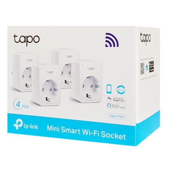 Tp-Link Smart Αντάπτορας Ρεύματος Tapo-P100, Wi-Fi, Βτ, 4Τμχ, Ver. 1.0