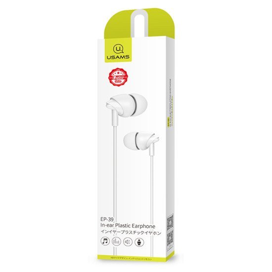 Usams Earphones Με Μικρόφωνο Ep-39, 10Mm, 3.5Mm, 1.2M, Λευκά