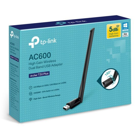 Tp-Link Wireless Usb Adapter Archer T2U Plus, 5Dbi, Dual Band, Ver. 1.0